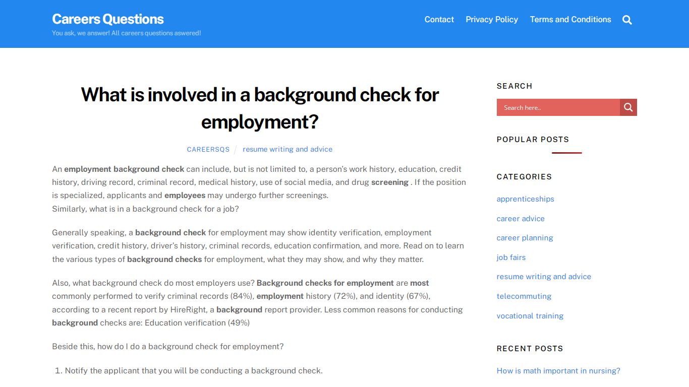 What is involved in a background check for employment? - Careers Questions